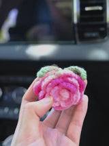 Crochet Roses Car Vent Clips Air Freshener, Cute Rainbow Flower Car Air Vent Clip, Boho Interior Car Accessories for Women, Gift for Her