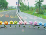 10pcs Mini Fluffy Flower Car Dashboard Decor, Crochet Rainbow Flower Bobblehead Car Accessory, Cute Car Accessories Interior, Christmas Gift