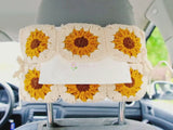 Crochet Sunflower Car Tissue Box, Cute Sunflower Car Tissue Box Holder, Flower Car Tissue Cover, Boho Interior Car Accessories for Women