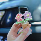 Crochet Forget Me Not Car Diffuser Bottle, Car Plant Vent Clip, Flower Car Vent Clip, Car Air Freshner, Cute Car Accessory for Women