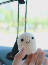 Crochet Ghost & Wizard Hat Car Hanging Accessories, Car Rear View Mirror Hanging Accessories, Goth Car Accessory, Unique Halloween Gift