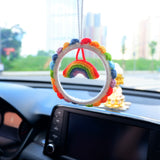 Crochet Car Mirror Hanging Accessories- Rainbow