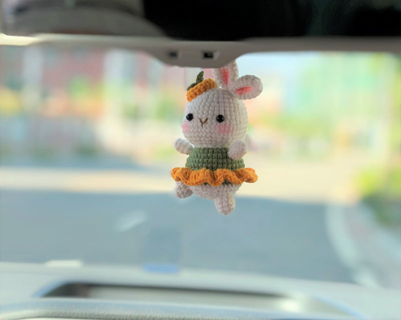 Crochet Car Mirror Hanging Accessory- Bunny