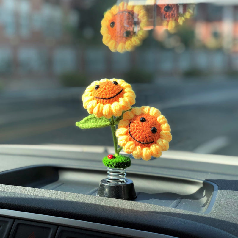 Sunflower Crochet Car Decoration Set 