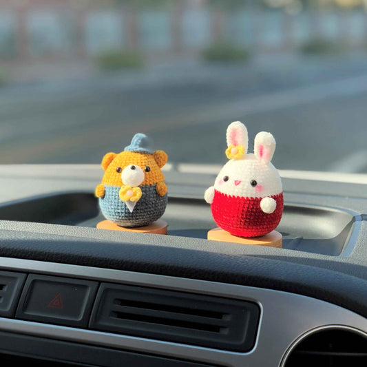 Crochet Car Dashboard Decor- Mr. Bear & Ms. Bunny