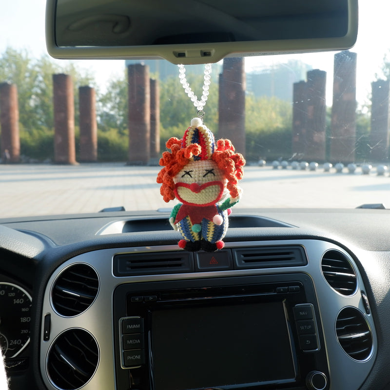 Crochet Car Mirror Hanging Accessory- Clown