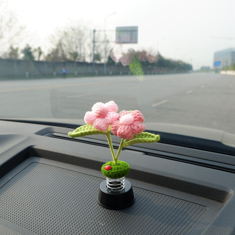 Crochet Car Dashboard Decor- Fluffy Flowers