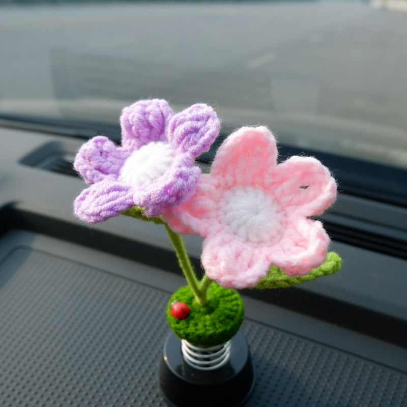 Crochet Car Dashboard Decor- Conjoined Little Flowers