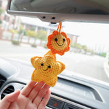 Crochet Car Hanging Accessories- Smiley Sun & Star