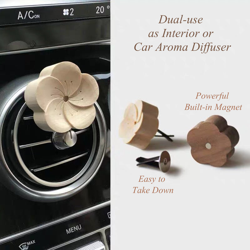 3Pcs Plum-blossom Wooden Vent Clips Air Freshener