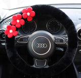 Wool Felt Flowers Fluffy Steering Wheel Cover