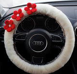 Wool Felt Flowers Fluffy Steering Wheel Cover