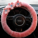 Wool Felt Flowers Fluffy Steering Wheel Cover