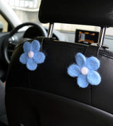 Set of 2 Wool Felt Flowers Car Seat Hooks