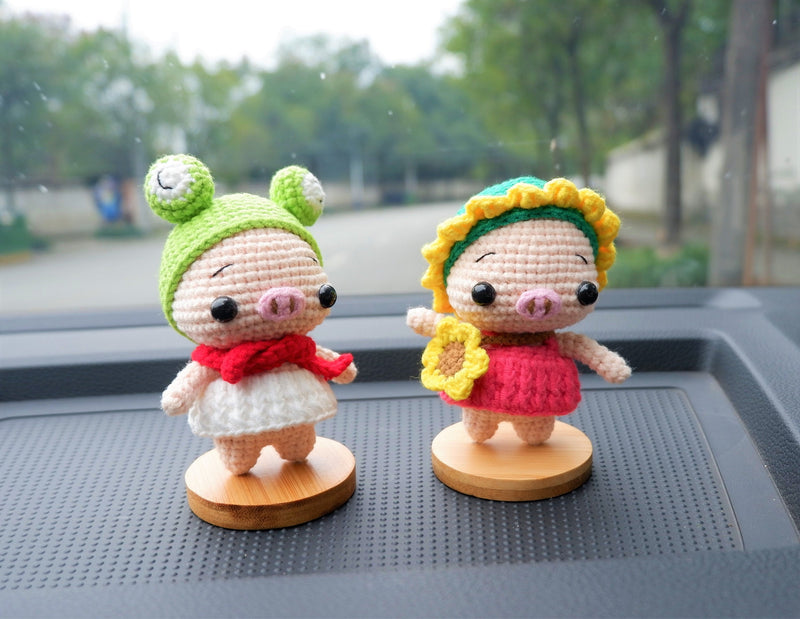 Crochet Car Dashboard Decor- Piggy