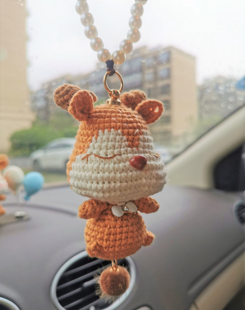 Crochet Car Mirror Hanging Accessory- Deer