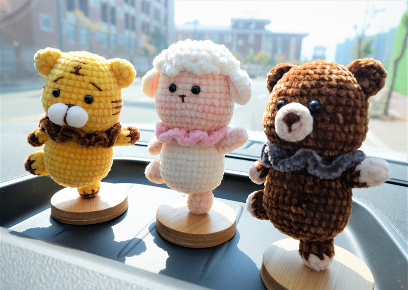 Crochet Car Dashboard Decor- Dancing Bear/Tiger/Sheep