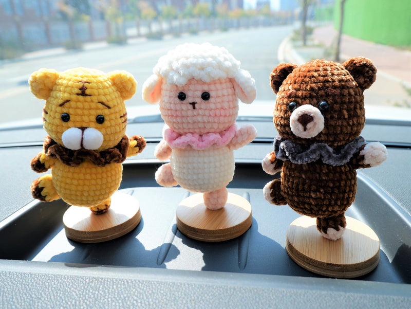 Crochet Car Dashboard Decor- Dancing Bear/Tiger/Sheep