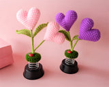 Crochet Car Dashboard Decor- Heart-shaped Flowers