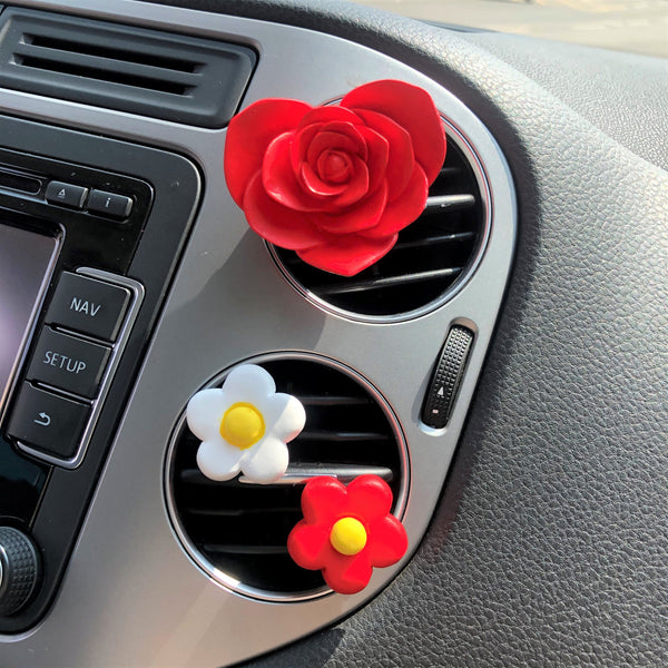 3Pcs Plaster Car Vent Clips - Rose & Flowers