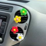 4Pcs Car Vent Clips, Cute Flowers Car Accessories for Women, Daisy Car Interior Decor Boho, Cute Car Mask Hanger, Kawaii Colorful Car Clips