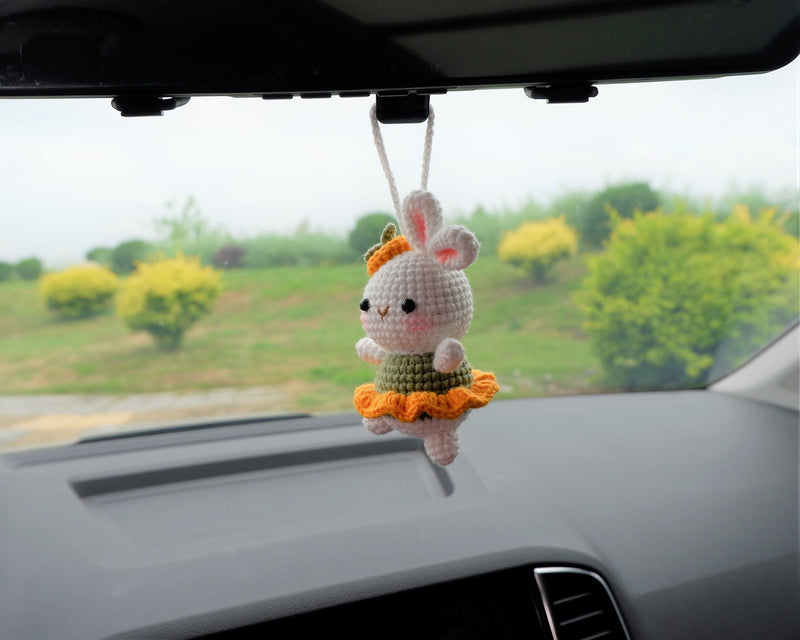 Crochet Car Mirror Hanging Accessory- Bunny