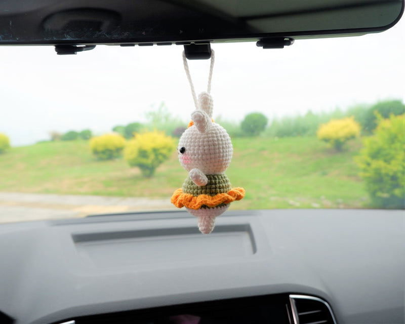 Crochet Car Mirror Hanging Accessory- Bunny