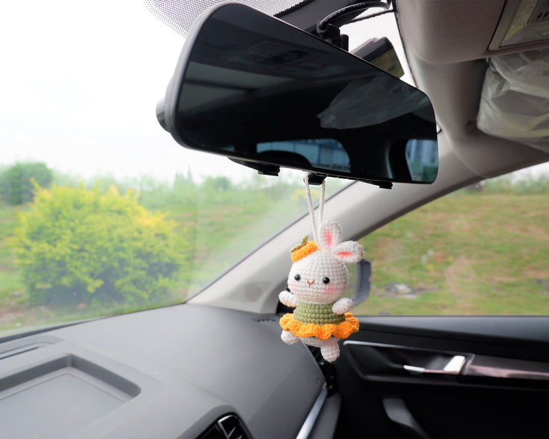 Crochet Car Mirror Hanging Accessory- Bunny