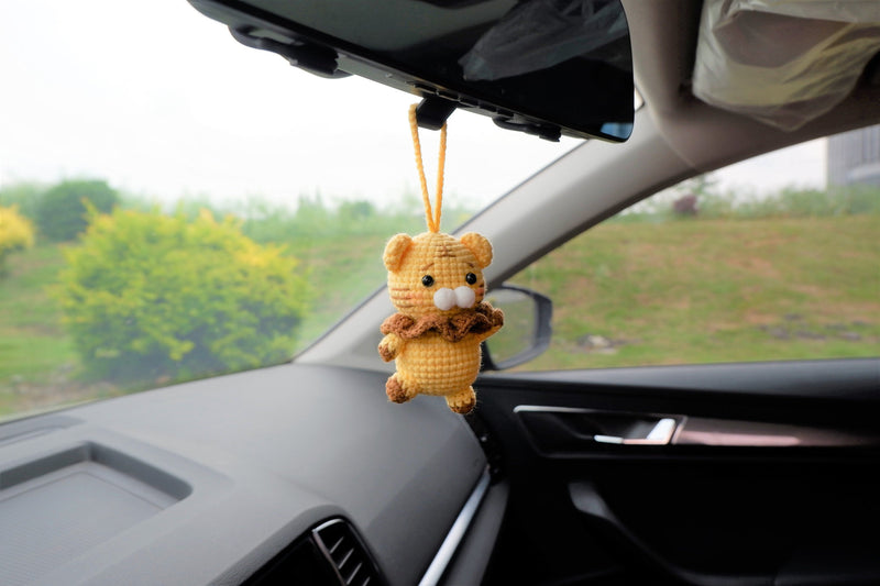 Crochet Car Mirror Hanging Accessory- Tiger