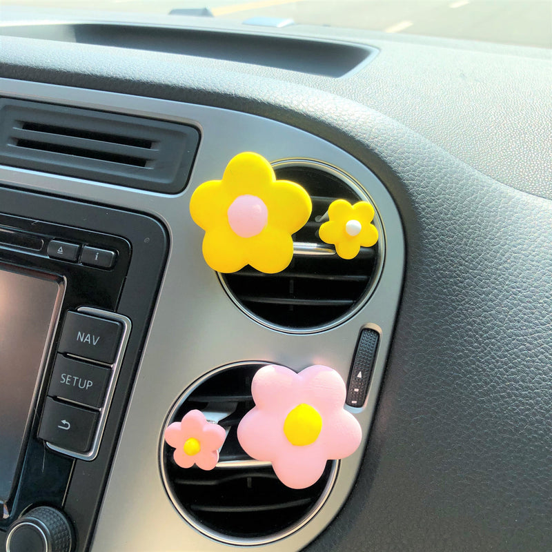 4Pcs Car Air Freshener Vent Clips- Pastel Flowers