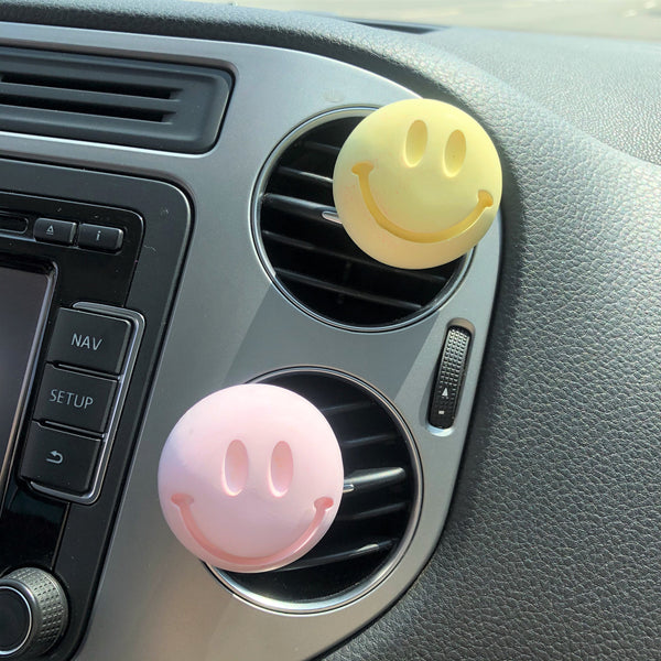 2Pcs Smiley Face Car Vent Clips- Pastel Colors