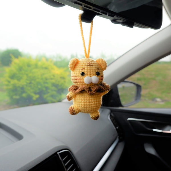 Crochet Car Mirror Hanging Accessory- Tiger