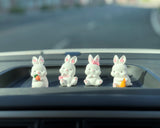 Set of 2 Cute Bunny Car Dashboard Decor, Kawaii Pink Bunnies Car Air Freshener, Car Accessories for Women, Plaster  Car Charm