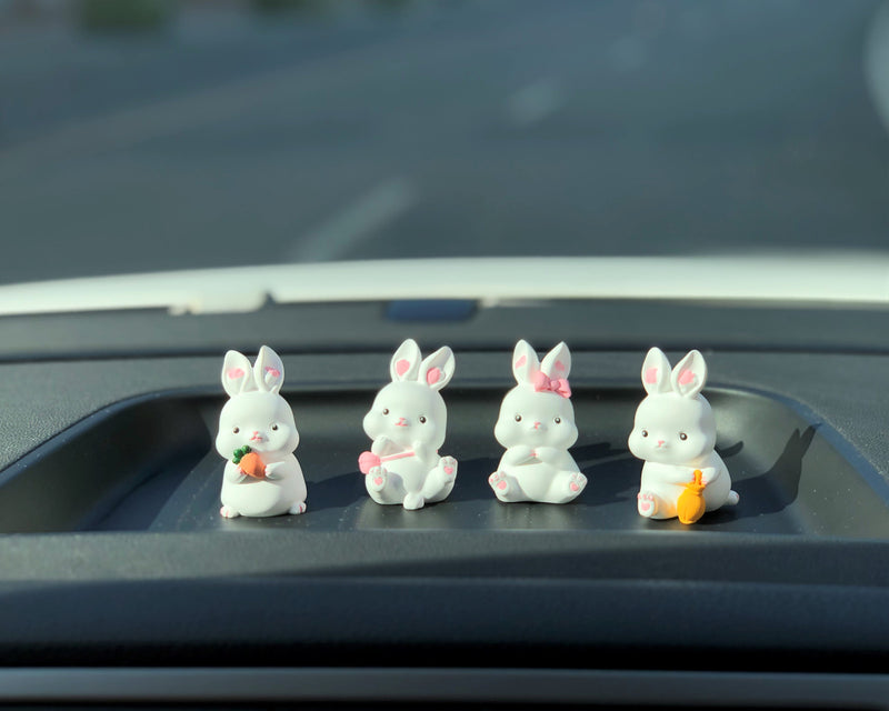 Set of 2 Cute Bunny Car Dashboard Decor, Kawaii Pink Bunnies Car Air Freshener, Car Accessories for Women, Plaster  Car Charm