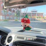 Cute Car Mirror Hanging Accessories, Crochet Strawberry Piggy Car Rear Mirror Accessories, Kawaii Animal Car Interior Decoration