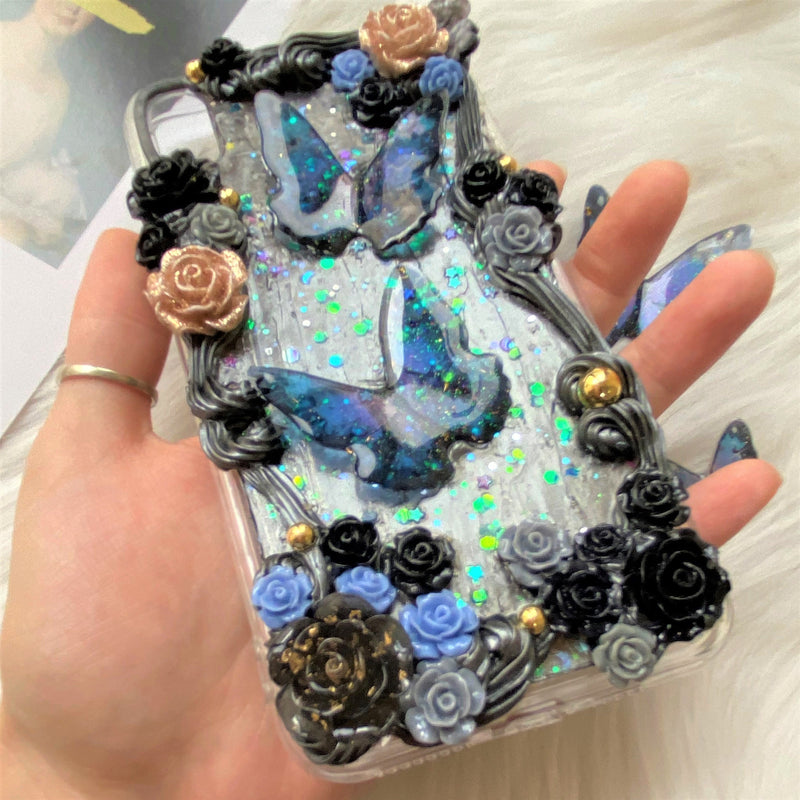 Decoden Phone Case, Vintage iPhone Case, 3D Butterfly/Rose Phone Case, Glitter Phone Case for iPhone X/11/XR/12 Pro Max, OnePlus, Galaxy