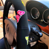 Steering Wheel Cover, Cute Butterfly/Ladybug Patch Steering Wheel Cover, Generic Steering Wheel Cover with Grip, Car Accessories for Women