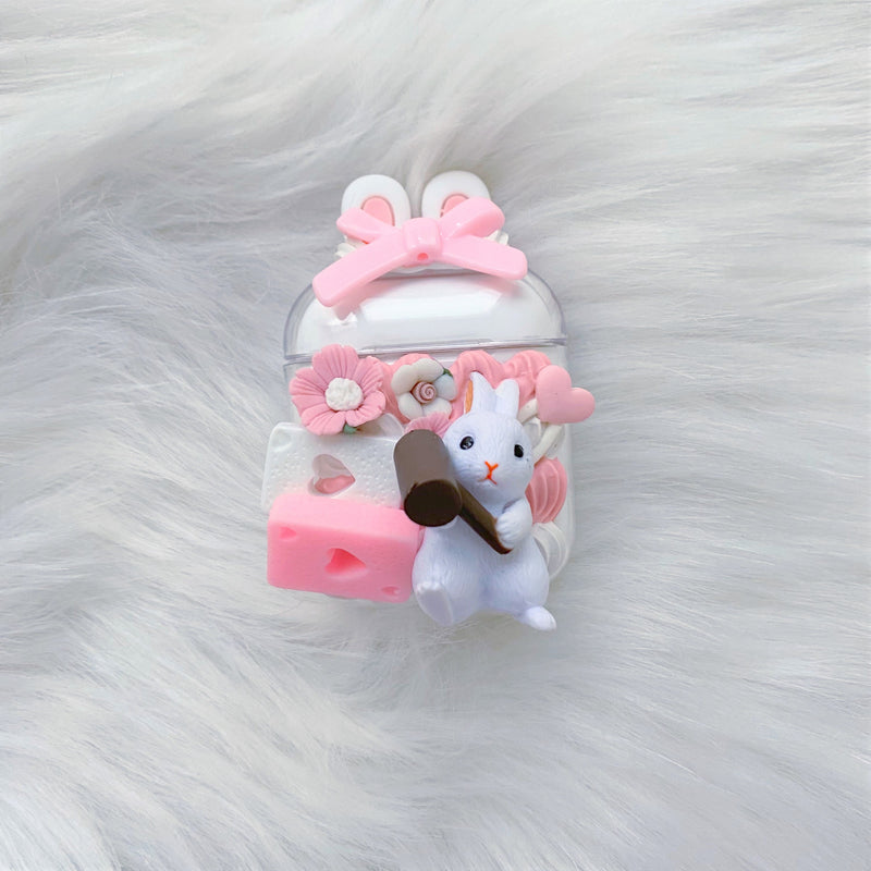 Decoden AirPods Case,  Kawaii Bunny 3D AirPods Case, Custom AirPods Case Cover, Cute Silicone Airpods 2/Pro Case, Anime AirPods Case