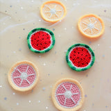 Crochet Car Coasters, Set of 2, Fruits Car Coasters, Car Accessories For Women, 2.5'' Car Coasters, Lemon/Grapefruit/Watermelon Car Coasters