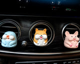 Cute Pixel Animals Car Vent Clips, Piggy/Shiba Inu/Penguin Car Vent Clips Air Freshener, Plaster Car Accessories for Women/Teens