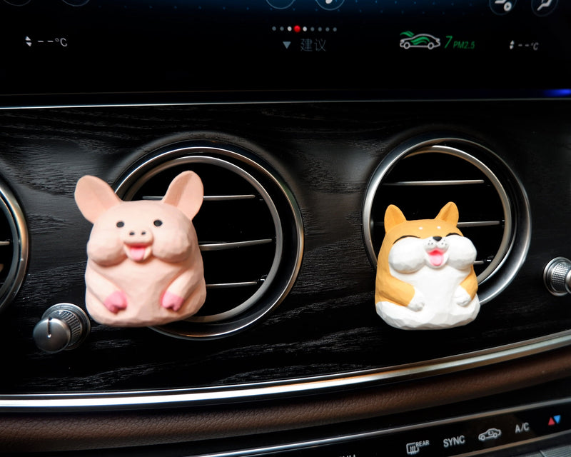 Cute Pixel Animals Car Vent Clips, Piggy/Shiba Inu/Penguin Car Vent Clips Air Freshener, Plaster Car Accessories for Women/Teens