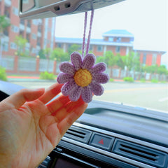 2Pcs Crochet Daisy Car Hanging Accessories