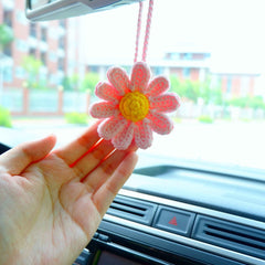 2Pcs Crochet Daisy Car Hanging Accessories
