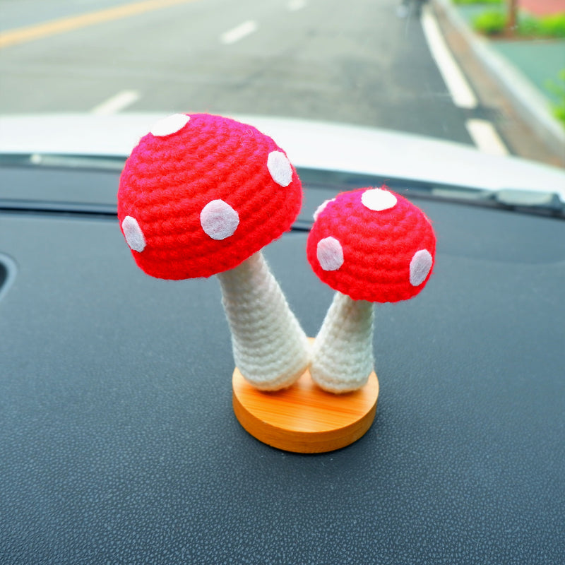 Cute Mushroom Car Dashboard Decor, Crochet Mushrooms Car Accessories, Cute Car Interior Decor, Kawaii Car Accessories for Teens/Women