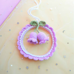 Crochet Car Mirror Hanging Accessories- Bell Orchid