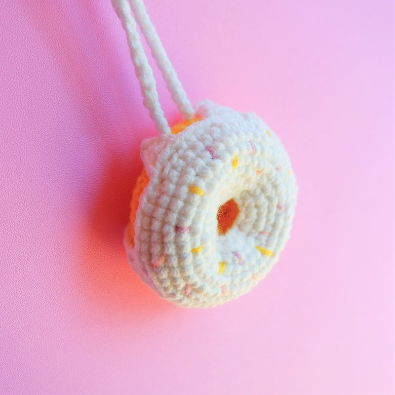 Cute Donuts Car Hanging Accessories, Crochet Chocolate Donuts Car Mirror Hanging Charm for Women, Car Interior Decor Boho, Gift for Her