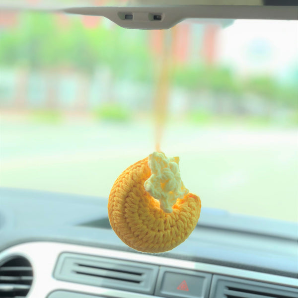 Crochet Crescent Moon Car Hanging Accessories, Cute Moon and Star Car Mirror Hanging Charm, Car Interior Decor, Romantic Gift for Her