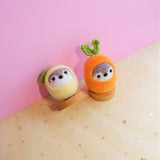 Cute Car Dashboard Decor, Crochet Penguin Car Accessories for Teens/Women, Fluffy Lemon/Carrot/Mushroom Penguin Car Interior Accessory