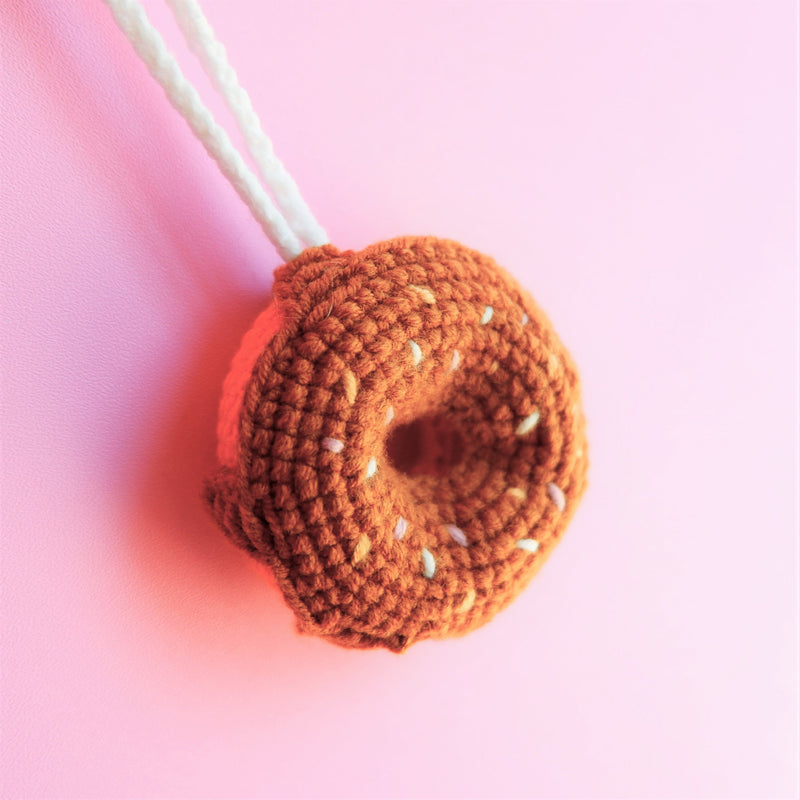 Cute Donuts Car Hanging Accessories, Crochet Chocolate Donuts Car Mirror Hanging Charm for Women, Car Interior Decor Boho, Gift for Her