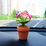 Rainbow Daisy Car Accessories, Crochet Rainbow Daisies Car Dashboard Decor, Cute Mini Car Accessories for Women Boho, Kawaii Crochet Car Pot